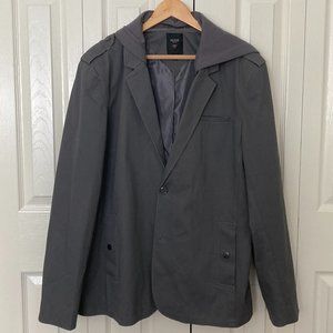 Mens Guess Single Breasted Jacket Blazer With Hoodie Grey Size XXL